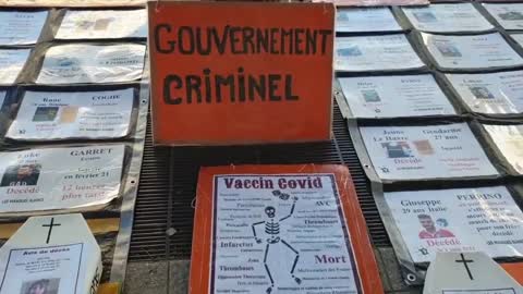 Protesto Mostra Crianças Mortas por Reações à Vacina - Jul/2022 Lyon-França