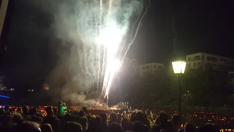 Fireworks from a boat and amazing romantic music!