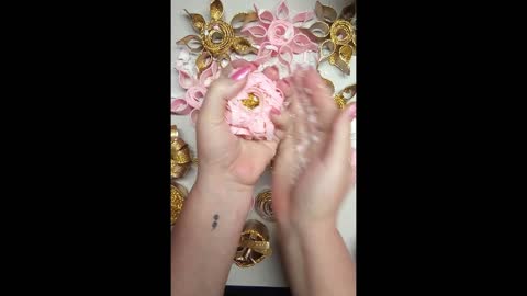 ASMR crushing soap flowers, roses and boxes with starch with clay cracking