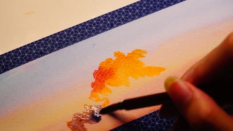 [Watercolor] A painting tutorial for beginners, today's sunset VI