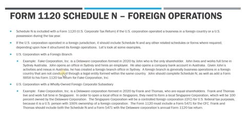 Form 1120 Schedule N - Disclosure of Foreign Operations