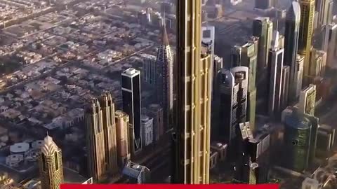 Top of the world view. Burj khalifa tower top view