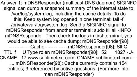 How to view DNS cache in OSX