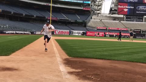 Running the bases at Yankee Stadium