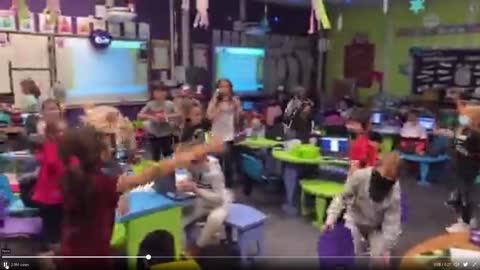 Inspired by Truckers, kids cheer and throw off masks in class! Absolutely beautiful!