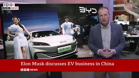 Elon Musk in China to discuss full self drivingon Tesla cars say reports | BBC News
