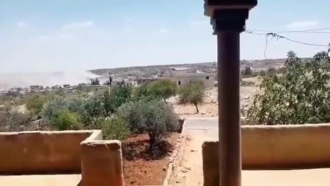 Footage taken this morning showing SAA shelling Deir Sunbul in the Idlib province.