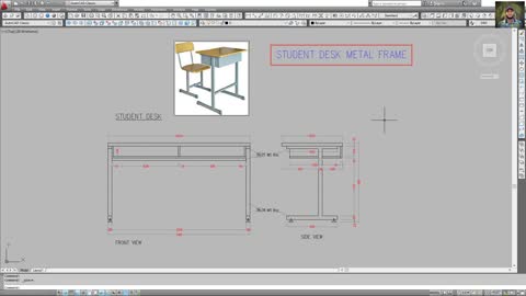 How to make a Metal frame student table using AutoCAD