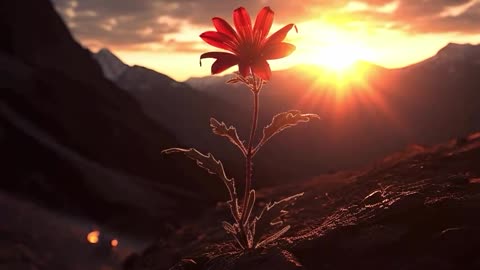 A single flower bathed in nature's golden light.