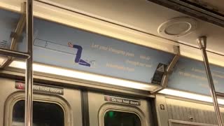 Guy takes over intercom speaker on subway train