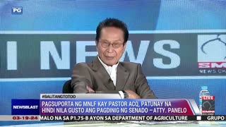 Pagsuporta ng MNLF kay Pastor ACQ, patunay na hindi nila gusto ang pagdinig ng Senado —Panelo