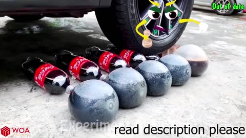 Crushing crunchy and soft things by car | experiment car vs nails , coca cola