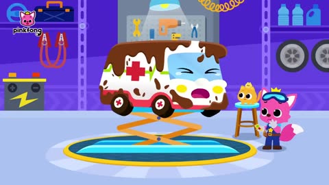 Pinkfong - Where are you hurting Police Car Wheel is Broken!