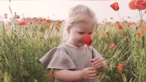 Cute baby with flowers