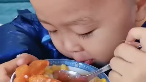 Baby having food