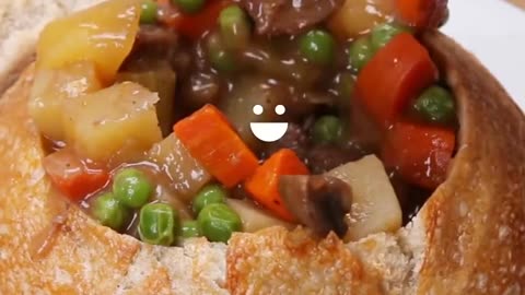 Slow-Cooked Beef Stew Bread Bowl