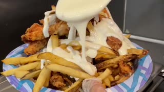 French fries and Fried Chicken salad