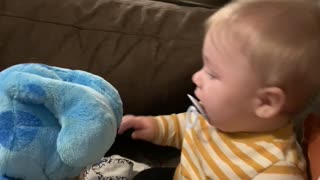Baby Gets The Giggles From Toy Dog's Floppy Ears