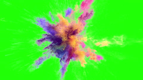 4k colors of ink particles burst green screen keying video