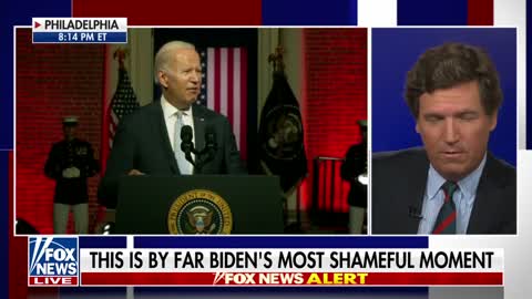 Tucker Carlson: Biden's announces Nazi take over of America in official Whitehouse speech. Biden now is an official threat to a democratic election. Biden says Republican voters are a threat, Hitler said the same stuff in Germany Does this ma