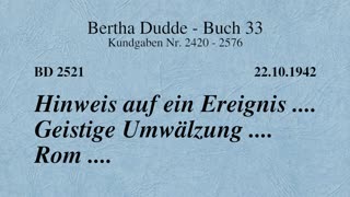 BD 2521 HINWEIS AUF EIN EREIGNIS ... GEISTIGE UMWÄLZUNG .... ROM ....