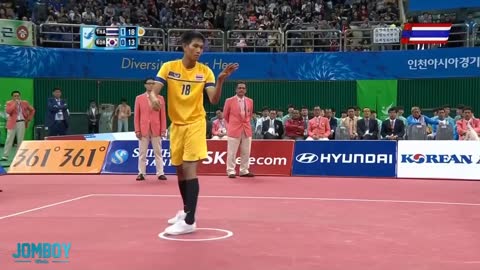Thailand beats Korea in kick volleyball