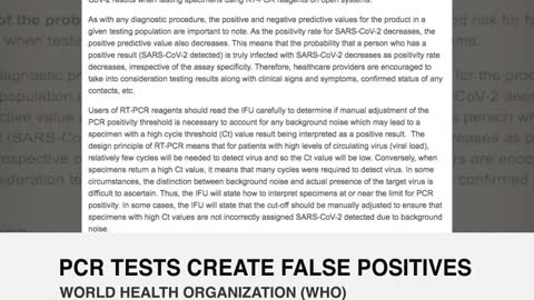 World Health Organization Admits PCR Test Produces False Positives