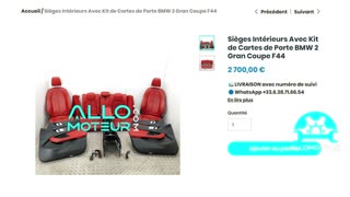 ALLOMOTEUR.COM - Sièges Intérieurs Avec Kit de Cartes de Porte BMW 2 Gran Coupe F44