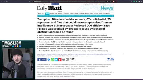 DOJ Releases FBI Trump Raid Affidavit And Its Mostly REDACTED, Suggests Potential FBI CORRUPTION