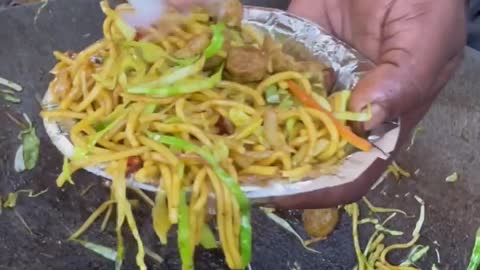 spicy Noodles Making on street side, asmr oddly satisfying video that makes you calm