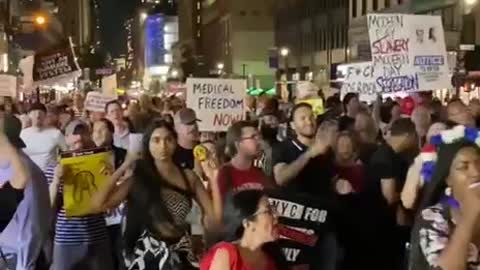 HUNDREDS of New Yorkers March in Manhattan Chanting "F**k Joe Biden - And DeBlasio"