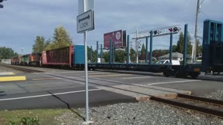 BNSF mixed freight train #1 Northbound in Kent, WA on 10/13/2023