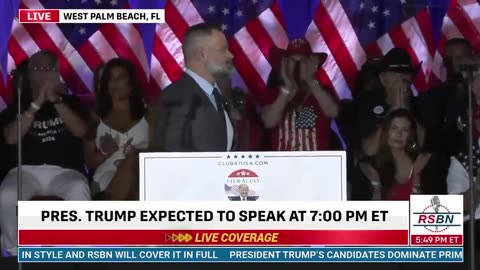 Congressman Cory Mills speaks at President Trump’s birthday celebration