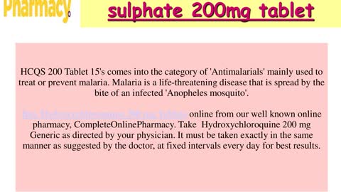 Buy Hydroxychloroquine 200 mg Tablets