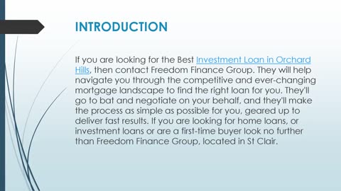 Best Investment Loan in Orchard Hills