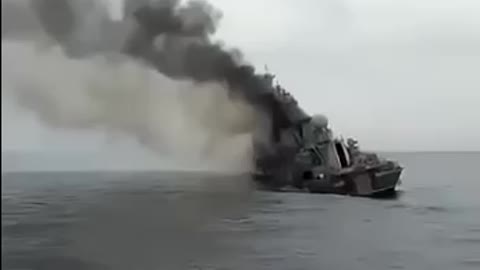 A video appeared, presumably, of the moment the flooded cruiser Moskva was towed.