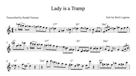 The Lady Is A Tramp (Bireli Lagrene solo transcription)