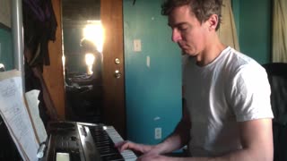 playing keyboard in room in Bushwick, Brooklyn, New York : )
