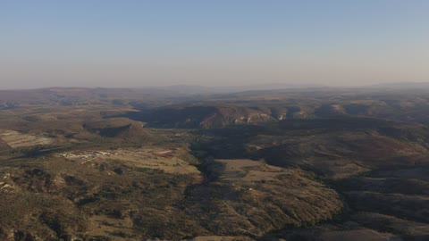 View from the air to an arid landscape