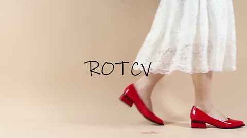 ROTCV Women's Pumps Fashion Comfort Dress Loafers Patent Leather Shoes Slip-On Casual Lady Pumps
