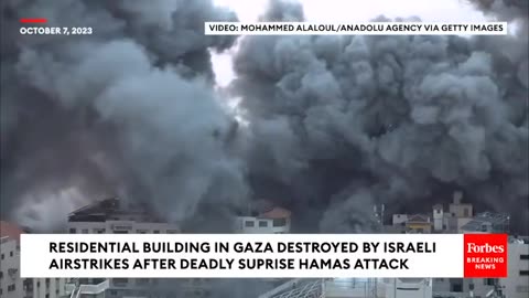Residential Building In Gaza Strip Collapses After Israeli Strike In Response To Hamas Attack