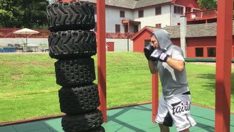 Tire heavy bag work out
