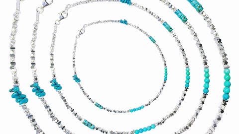 Natural turquoise and 925 silver necklace full strand 16inch Meaningful Jewelry 20240511-07-08