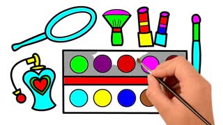 Drawing and Coloring for Kids - How to Draw Girl Cosmetics 03