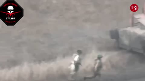 The moment of escape of Russians whose armored vehicles were targeted by kamikaze drone