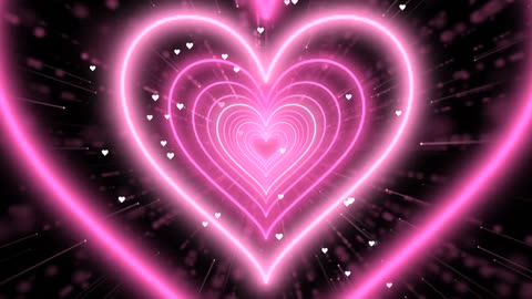 823. Neon Heart Tunnel Heart💖Light Pink Heart Background Tunnel Background Video Loop 4 Hours