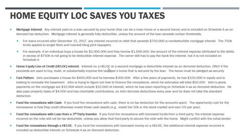 SAVE TAXES with a Home Equity line of Credit !!!!