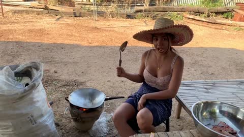 Farm girl in the wild day 1 shark fishing and cooking shark curry