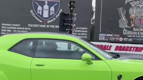 Hellcat does a wheelie off the line