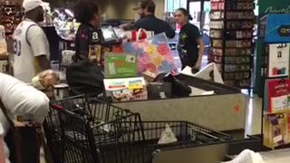 Woman Throws Groceries at Cashier in Fit of Rage